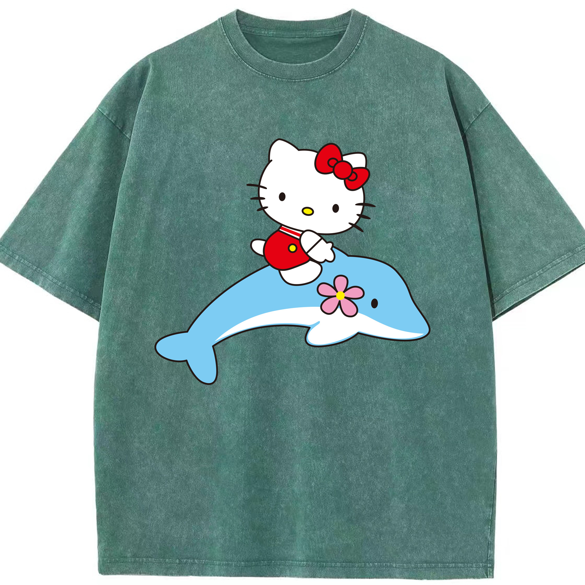 （画像用） Hello Kitty ハローキティ 綿100% ヴィンテージ風 半袖Tシャツ（フロントプリント）